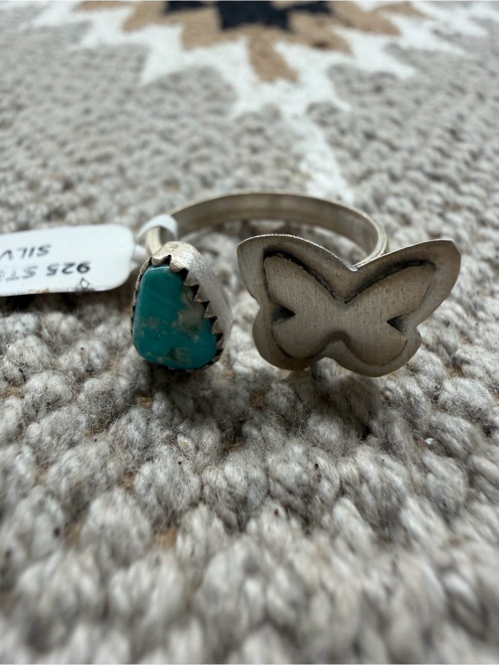 White water turquoise butterfly ring